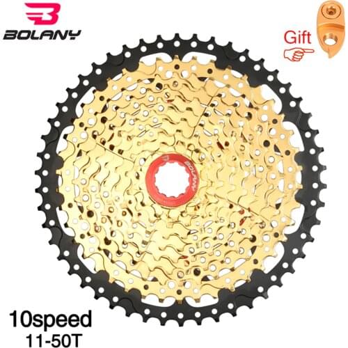 BOLANY 10 Speed Gold Cassette 11-50T Wide Ratio Freewheel Mountain Bike MTB Bicycle Cassette Sprocket Compatible With Sarm