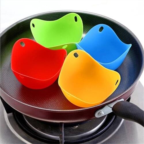 4pc Egg Poachers Silicone Egg Cooker Kitchen Tools Pancake Cookware Bakeware Steam Eggs Plate Tray Healthy Egg Pancake