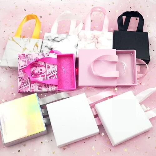 10pcs wholesales New strap handle false eyelash packaging box lash boxes packaging custom logo eyelashes magnetic square package