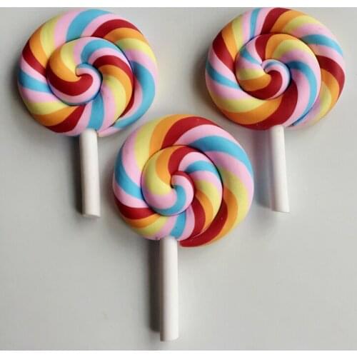 Hot New soft pottery 7 color lollipop candy diy decoration material lollipop candy item accessories 6PCS/lot-A474