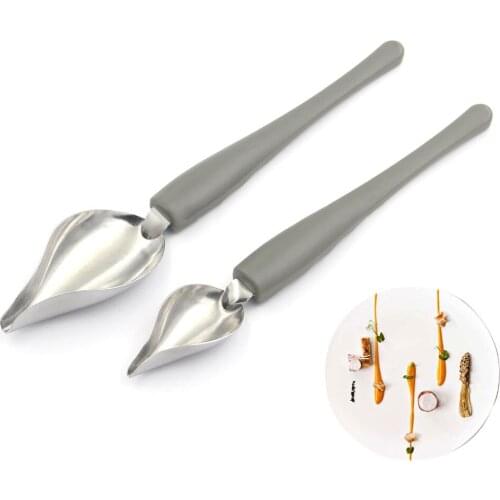 2pcs Chocolate Cream Sauce Pencil Spoon Creative Decor Spoon for Coffee Cake Decoration Chef Drawing Sauce Embellishment Tool