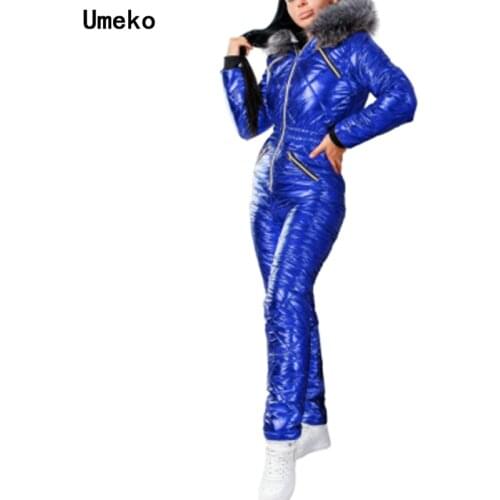 Fashion Fall Winter Womens Hooded Jumpsuits Parka Cotton Padded Warm Sashes Ski Suit Zipper One Piece Casual slim Tracksuits