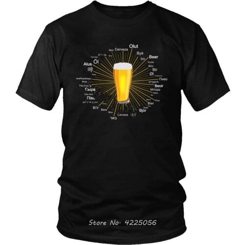 Urban Fashion T-shirt Men Word Beer In 45 Different Languages Tee Cotton I Love Alcoholic Drink T Shirt Short Sleeved Top Tshirt