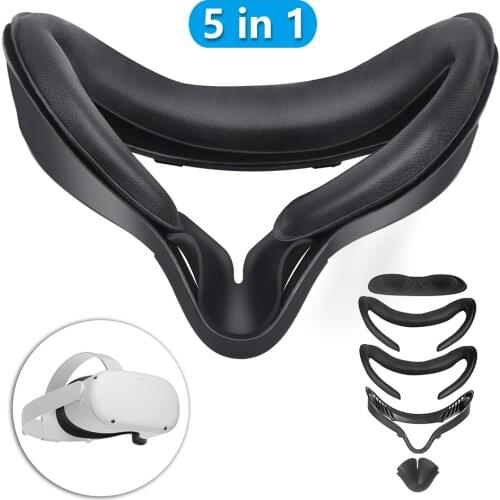 5 in 1 Set VR Facial Interface Bracket & PU Leather Foam Face Cover Pad Replacement Comfort Accessories for Oculus Quest 2