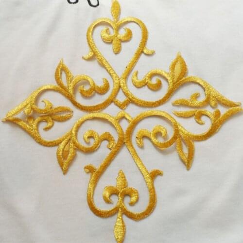 25*16 cm stage costume flower stickers DIY accessories gold embroidery applique ironing cloth paste Patch stickers