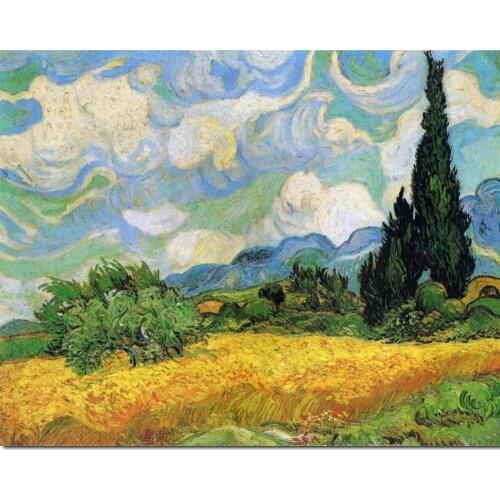 Wall Art Van Gogh Paintings Of Wheat Field With Cypresses Modern Oil Artwork Landscape Hand Painted Canvas Picture Living Room
