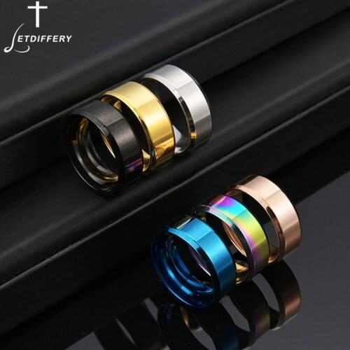 Letdiffery New 8mm Simple Ring Smooth Stainless Steel Black Charms Rings Jewelry for Men Birthday Gifts Party Dropshipping