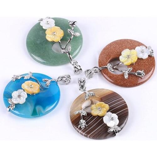 Wholesale 6pcs/lot Natural Gem Stone Chakra Raw Pendants Rose Flower Shell Wrap Beads Pink Quartz Purple Veins Random Crystal