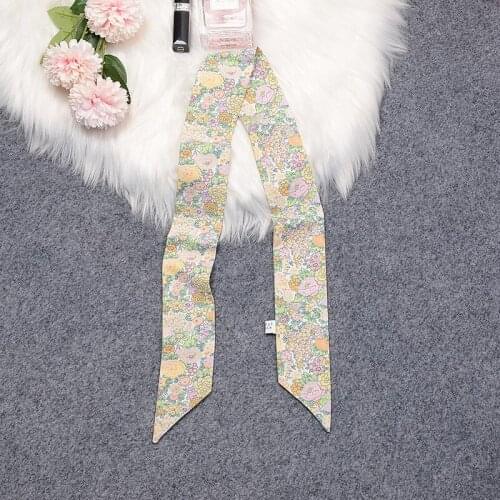 2021 summer new small floral womens small silk scarf twill print headscarf fashion long beach shawl BL21