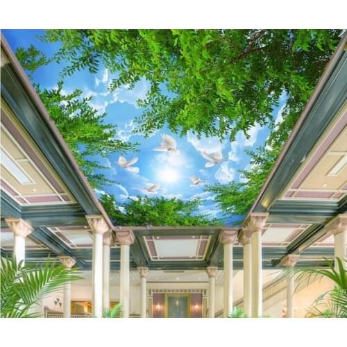 Beibehang Custom Wallpaper Home Decorative Mural Super High Definition Forest Sky Zenith Painting Ceiling Mural 3d wallpaper