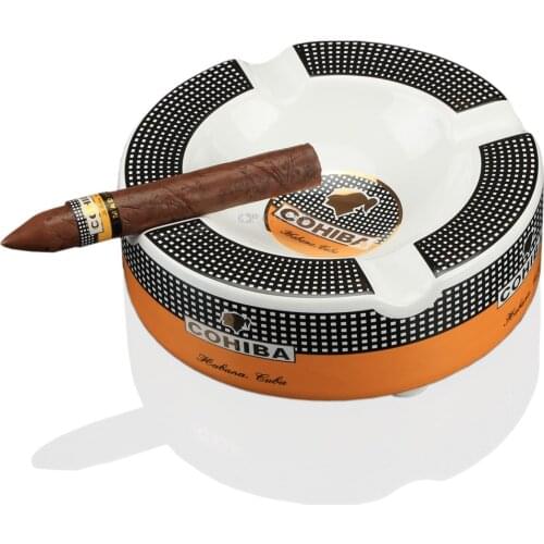 COHIBA Portable Cigar Ashtray Home Ceramic Ashtray Luxury Tobacco 4 Rest Holder Cigar Ash Tray