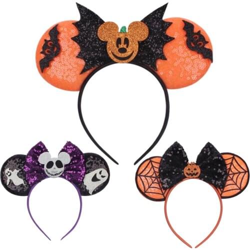 1PCS New Halloween Mouse Ears Headband For Kids Festival Spider Bat Hairband Kids Party Hair Accessories