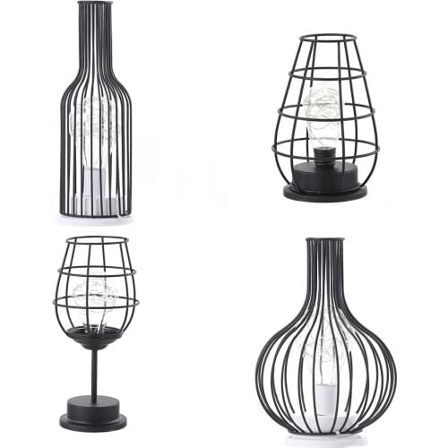 Retro Wrought Iron Wine Bottle LED Light Classic Elegant Desk Lamp Innovative Home Decoration Table Night Lamp