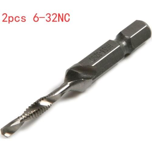 High Quality 2PCS 6-32NC 3.5mm Hex Shank Hand Tap Drill HSS Screw Thread Metric Tap Drill Bits Tool
