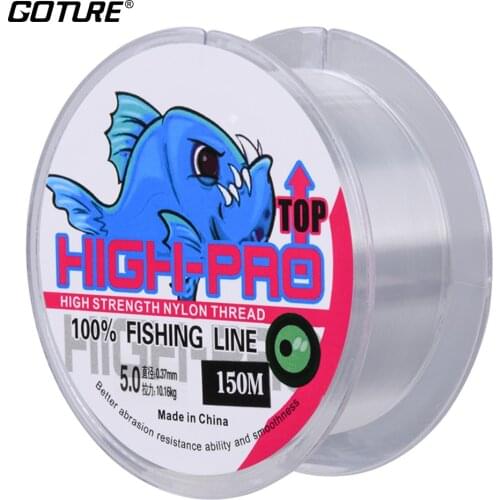 Goture HIGH-PRO 100% Fishing Line Nylon 150M TRANSPARENT Monofilament Super Strong Lines For Carp Fishing 9-22LB