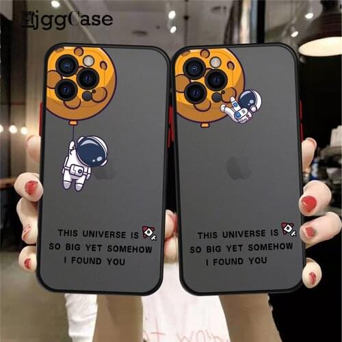 Cartoon Little cute astronaut Spece Planet star bff lover couple phone case for IPHONE 12 11 Pro Max Mini X XR 7 8 p back cover