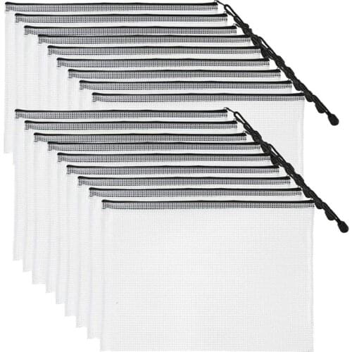 18 Pack Mesh Zipper Pouch Document Bag 4A Waterproof Document Pouch for School Office Supplies, Cross Stitch Organizing Storage