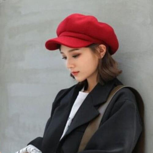 Wool Painter Beret Women Autumn And Winter Literary Beret Solid Color Korean Style Wild British Vintage Caps For Girls