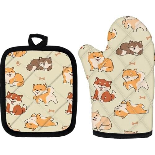 Nightmare Before Christmas Microwave Glove Oven Mitts Kitchen Potholder mat for BBQ Insulation Gloves Hot Oven Mitts Baking