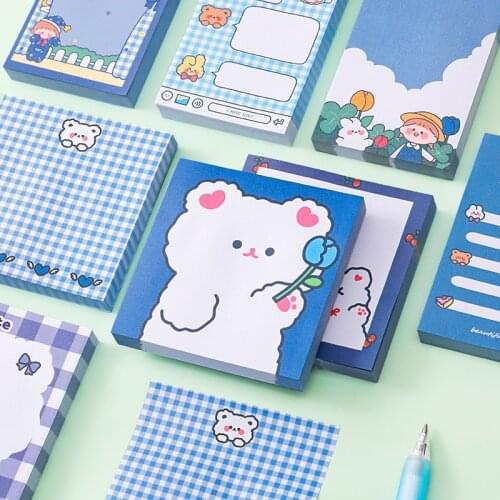 Lovely Bear 80sheets/pc Sticky Notes Ins Cartoon Anime Memo Pad N Times Post Notepad Blank Cheap Office School Stationery