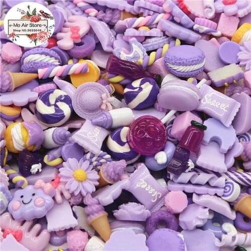 Mix design dessert Cartoon purple dream color 20pcs Resin Flat back Cabochon Art Supply Decoration Charm Craft