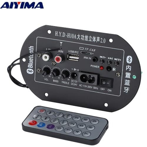 AIYIMA Bluetooth 5.0 Amplifier 220V 12V 24V Stereo Sound Amplifier Car Home Amplificador AMP TF USB Decoder For 6-10 Inch Woofer