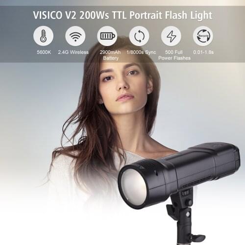 VISICO V2 Portable ETTL Studio Portrait Flash Light Photography Pocket Fill Lamp for Canon 450D/ 600D/ 700D/ 750D/ 800D/ 5D2