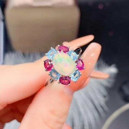 High Quality Elegant Ring 100% Natural and Real Opal Ring 925 sterling silver Opal Ring Pure High Quality