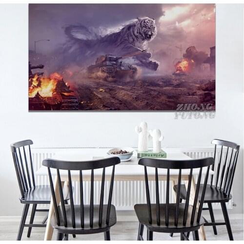 WW2 Germany Tank Tiger Artistic Military Fanart Living Room Decoration Home Wall Art Decor Canvas Posters