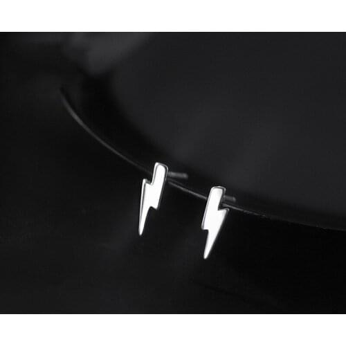 100% Real 925 Sterling Silver Simple Fashion Cute Lightning Stud Earrings For Lady Daughter Jewelry Anniversary Gift