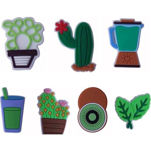 1PCS PVC Creative Simulation Plant Fridge Magnetic Sticker Cactus Kiwi Bush Flower Leaves Refrigerator Magnets Home Decoration