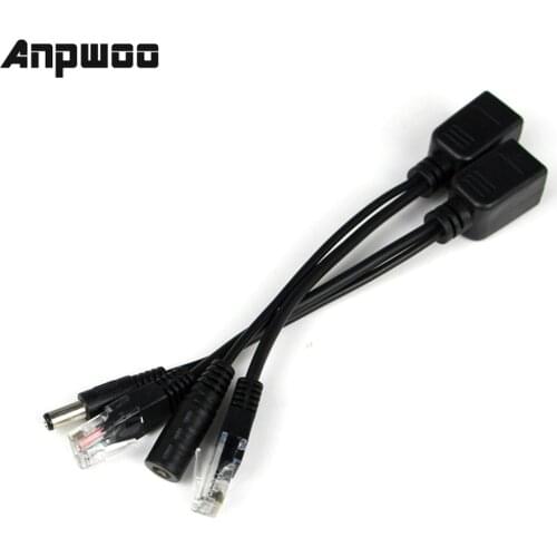 10pcs(5pairs) POE Adapter cable Connectors Passive Power cable Ethernet PoE Adapter RJ45 Injector + Splitter Kit 12V 24V 36V