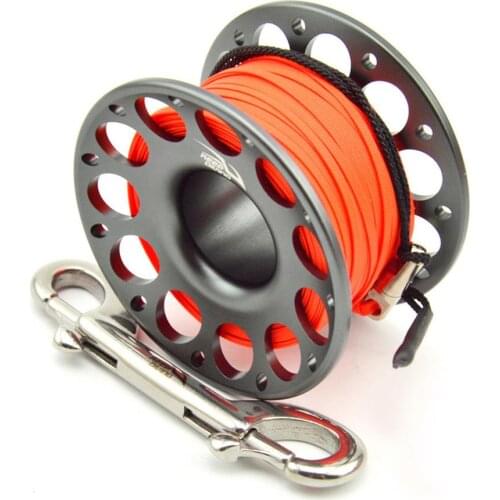 15M/30M Scuba Diving Aluminum Alloy Spool Finger Reel with Stainless Steel Bolt Snap Hook SMB Safe Equipment BCD Accessories