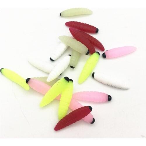 200Pcs* Carp Fishing Soft Lure Maggot Grub Soft Worm Lure Luminous Baits Trout Fishing Isca Artificial Pesca Fishing
