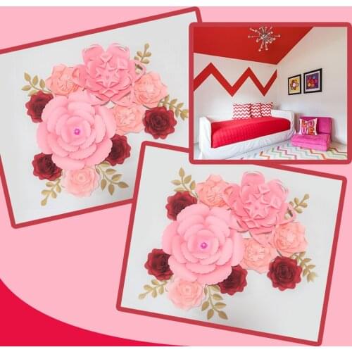 2018 DIY Giant Paper Flowers Wedding Backdrop Half Made Flowers Kits Party Bridal Shower Baby Nursery With Video Tutorial 15pcs