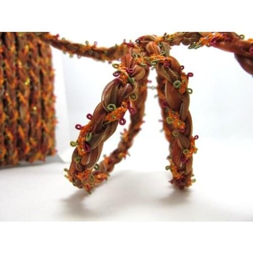 3/8 Inch Brown Color Hand Braided Polyester Ribbon Trim|Floral Picot Edge Braid|Headband Ribbon|Hair Accessories DIY Supplies