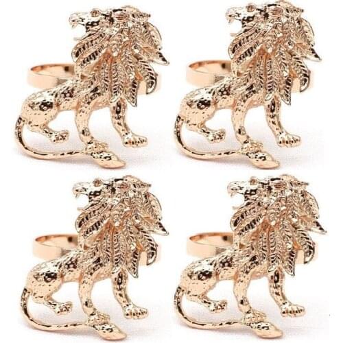 4pcs/lot Hotel Western Tableware Lion Napkin Button Animal Napkin Ring Cloth Ring