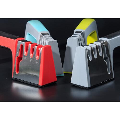 4 in 1 Knife Sharpener Ceramic Kitchen Knife Shears Scissors Sharpening Tools Non-slip Base Stainless Steel