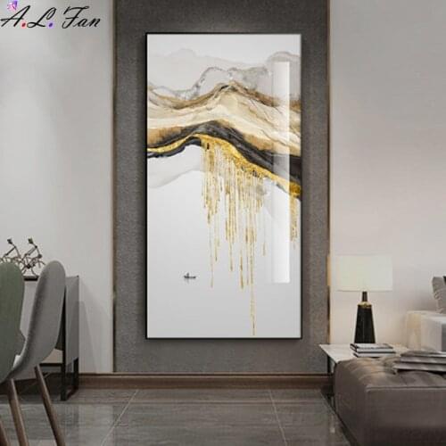 Abstract golden sun canvas painting flowing large painting posters print fashion great image for living room nordic wall art dec