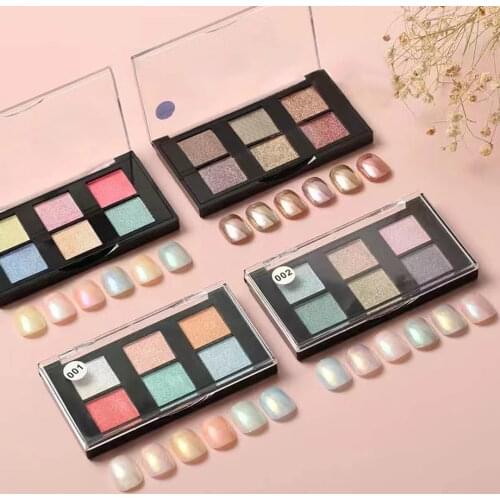 Beautizon Nail Glitter Powder 6 Color Solid Soft Light Powder No Fly Magic Mirror Powder Sponge Stick Metallic Nails Decoration