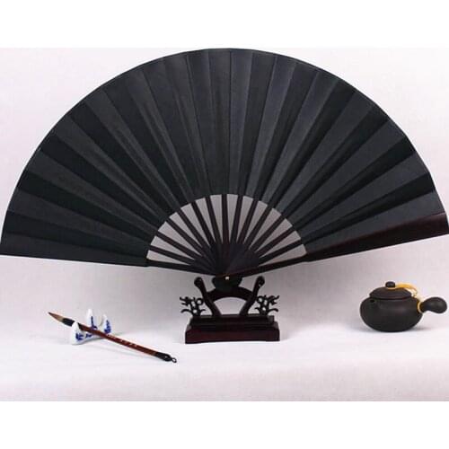 5pcs 10.6 13 inch Large Bamboo Folding Hand Fan Black Chinese Fan Painting Adult DIY Programs Party Decorative Silk Fans Gift