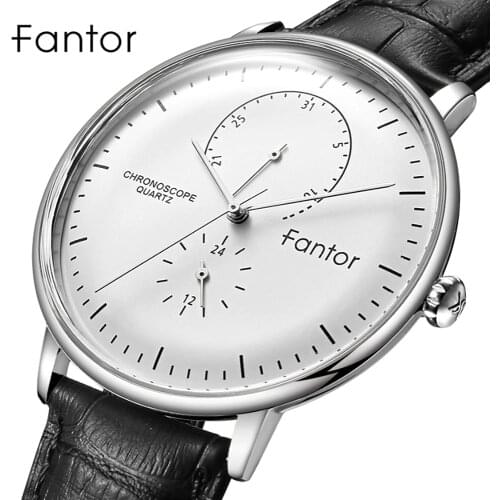 Fantor Top Brand Luxury Casual Watch Men Business Dress Classic Wristwatch Mens Quartz Waterproof Clock Leather Strap Watch