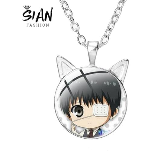 SIAN Tokyo Ghoul Anime Cartoon Picture Necklace For Wome Trendy Zinc Alloy Man Chain On The Neck Glass Cabochon Pendants Jewelry
