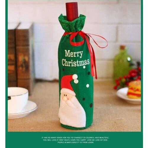 Merry Christmas Wine Bottle Cover 2021 New Year Gift Xmas Decoration for Home