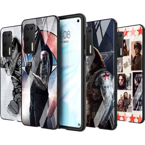 Tempered Glass Cover Shell Luxury Marvel Winter Soldier White Wolf For Huawei P40 P30 P20 P10 Pro Plus Lite 5G 2019 Phone Case