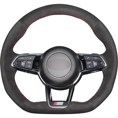Black Suede Handeewing DIY Car Steering Wheel Cover for Audi TT (8S) 2014-2019 TTS 2014-2019 TT RS 2016-2019 R8 (4S) 2015-2019