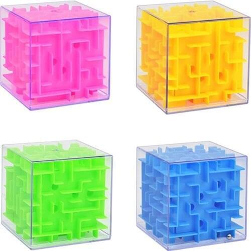 Child 3D Maze Magic Cube Six-sided Labyrinth Rolling Ball Toy Children Maze Money Box Through Maze Brain Teaser Toy Puzzle Game