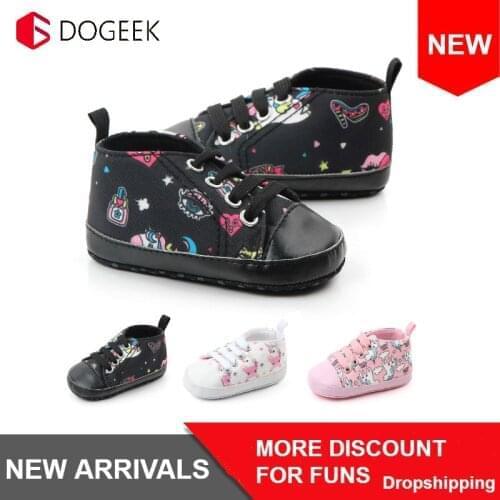 DOGEEK Spring And Autumn Baby Toddler Shoes Non-slip Baby Canvas Shoes Breathable Soft-soled Shoes 0-1 Year Old Casual Shoes