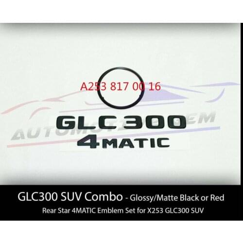 GLC300 SUV 4MATIC Rear Star Emblem Black Letter Badge Logo Set FOR Mercedes A253 817 00 16