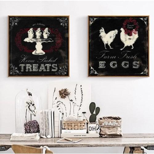 Cotton no frame pastoral eggs cake chicken canvas printings oil painting printed on cotton store wall art decoration pictures